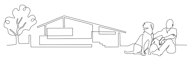 ペットと人が一緒に過ごす住宅の設計図とイラスト